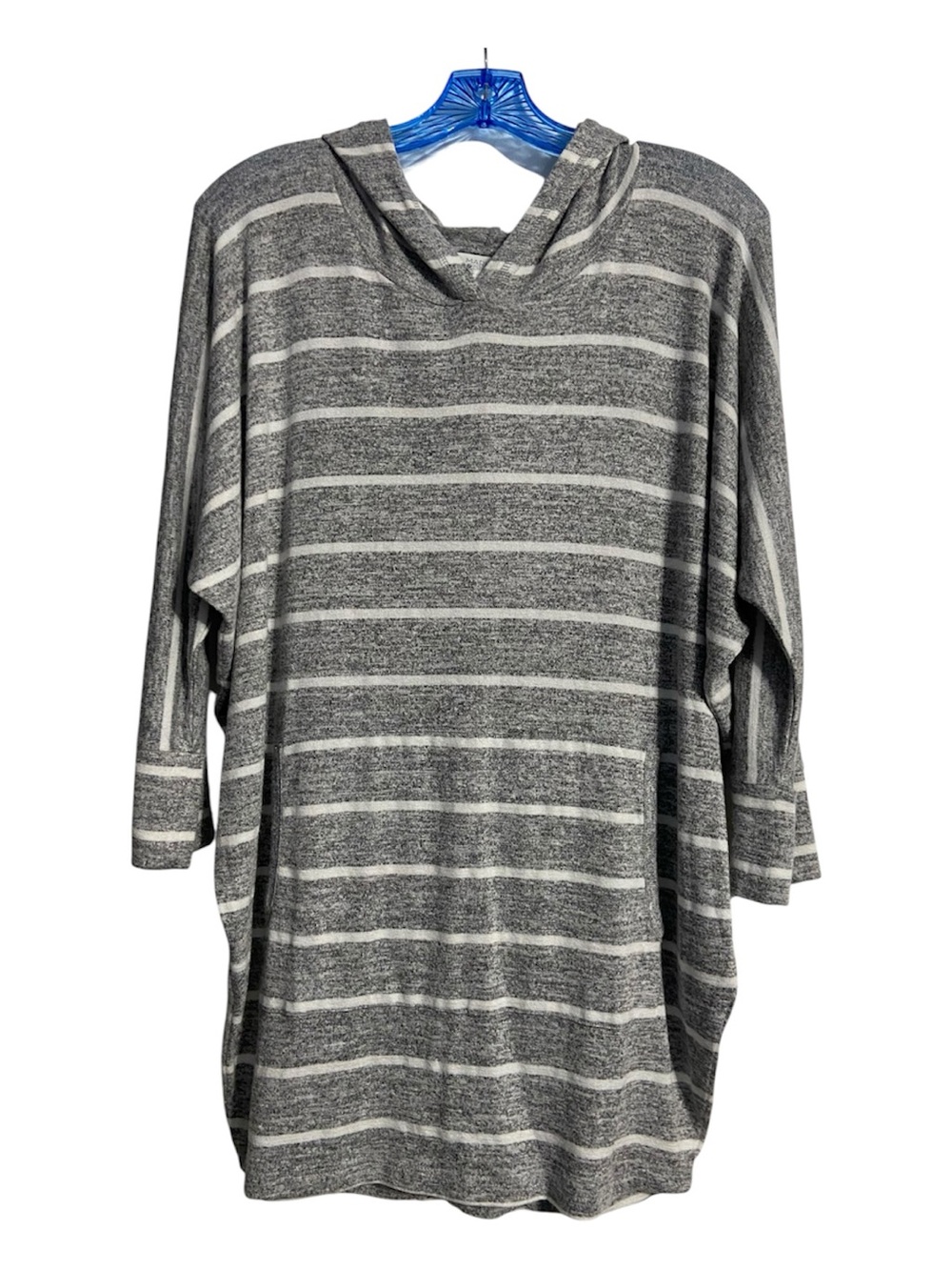 Market & Spruce Gray Striped Hooded Pullover